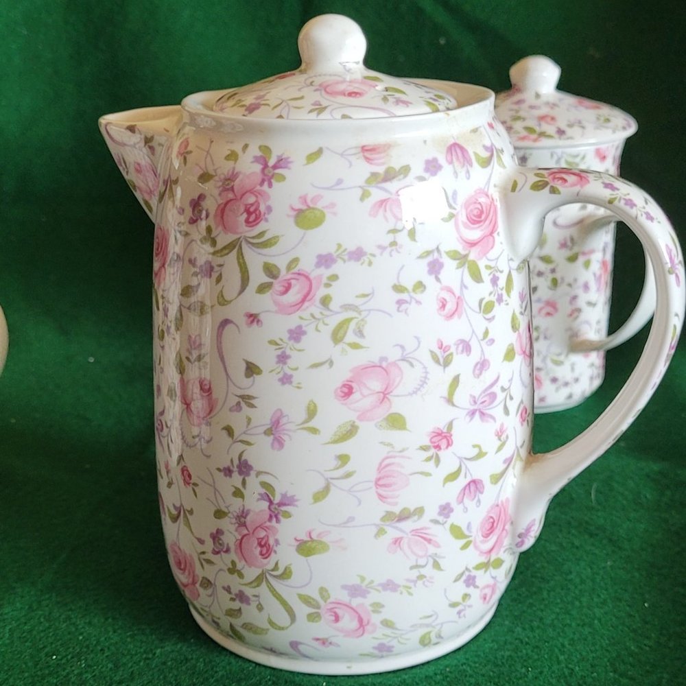 Fine bone china Tea service, rose chintz 8 pc set - Picture 12 of 13